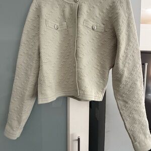 Elie Tahari Sage Green Textured Cardigan Size Large